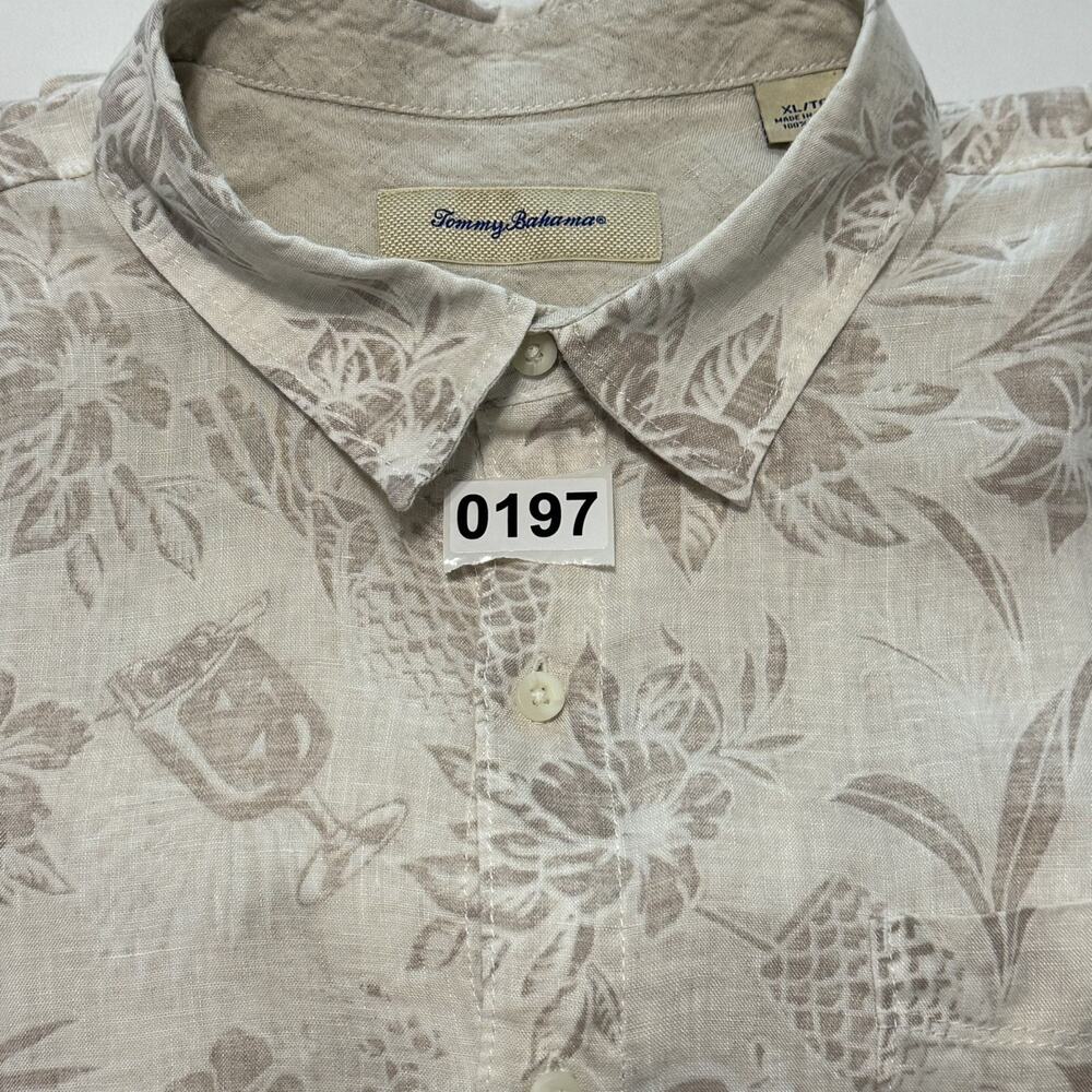 Tommy Bahama Shirt Mens XL Linen Hawaiian Floral Print Summer Beach - Picture 1 of 14